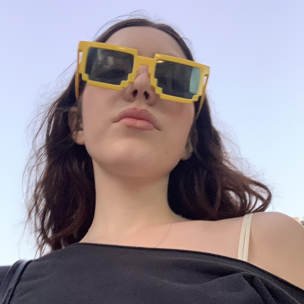 Yellow pixels sunglasses smoke colored lenses... Depop