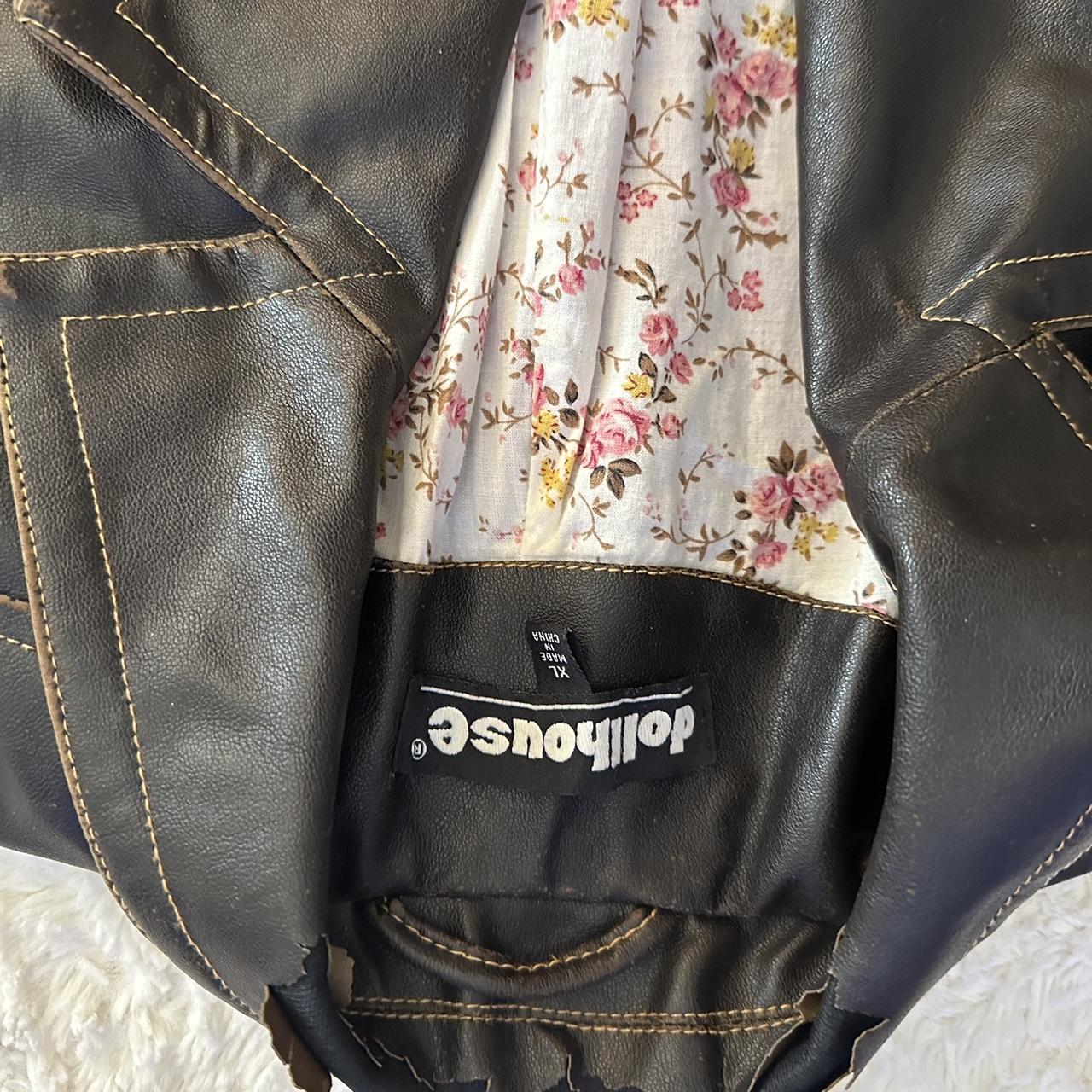 DOLLHOUSE LEATHER BROWN JACKET Sz XL Slight rips but... Depop