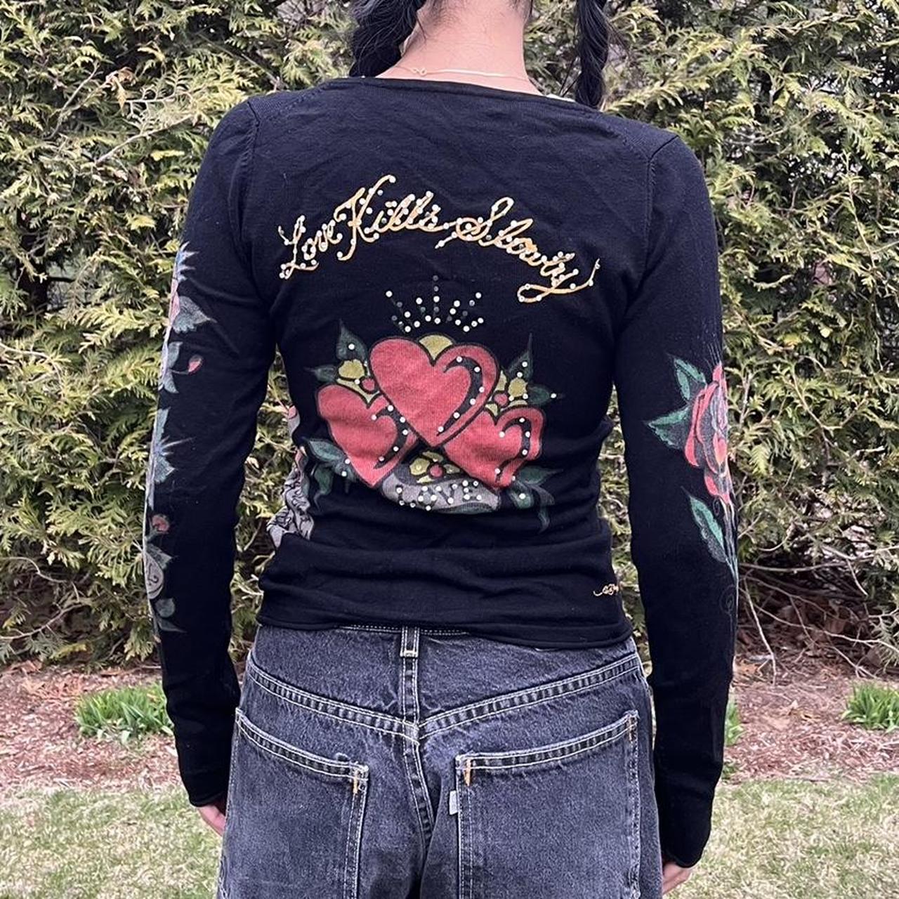 Y2K Ed hardy knit long sleeve/sweater. Slight... Depop