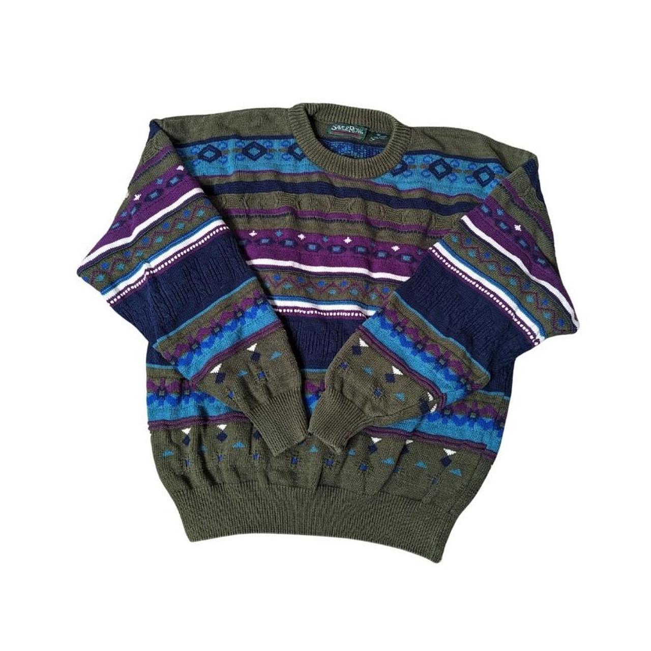 Striped Sweater Purple And Green Jumper Vintage Grandpa Striped