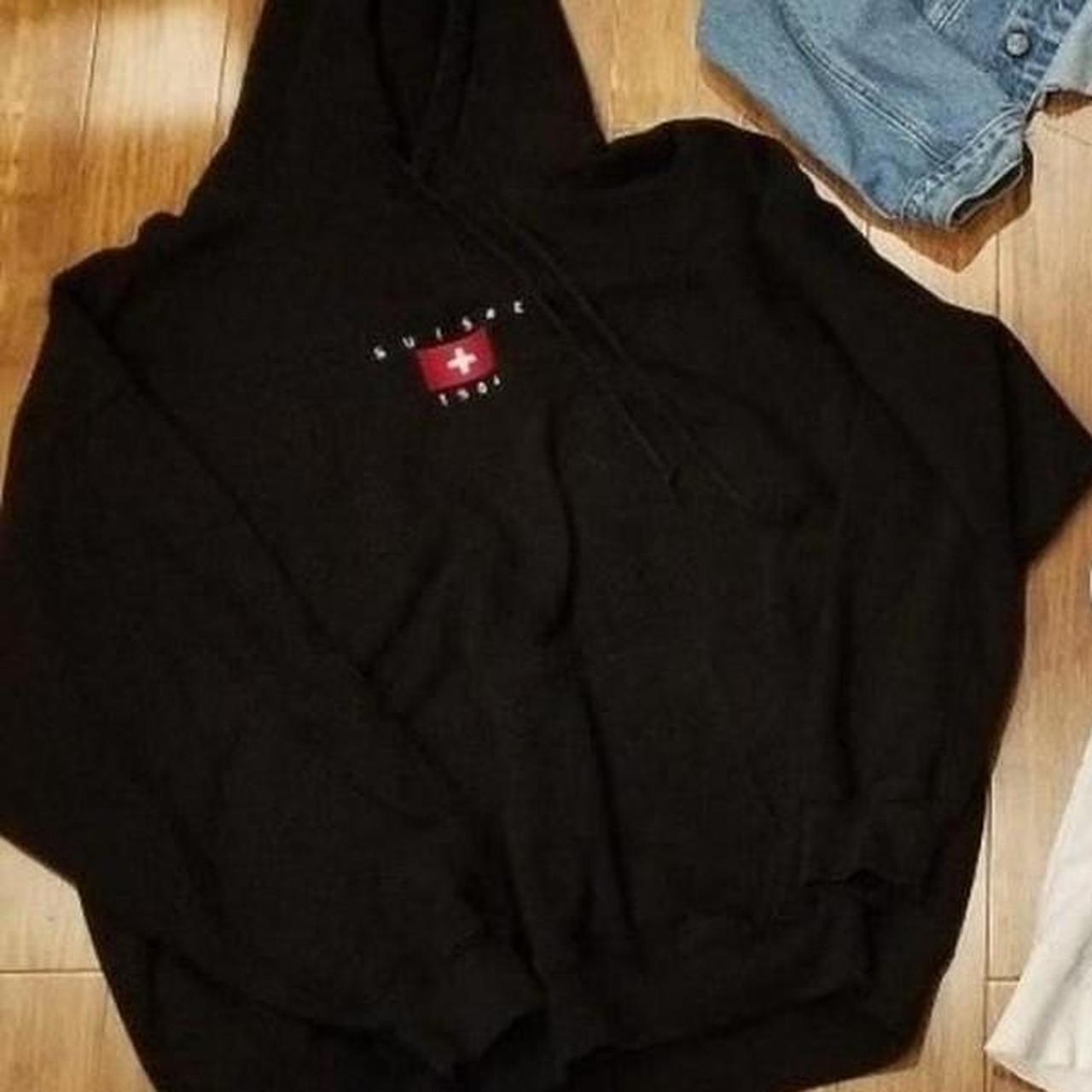 Brandy Melville black suisse switzerland hoodie... Depop