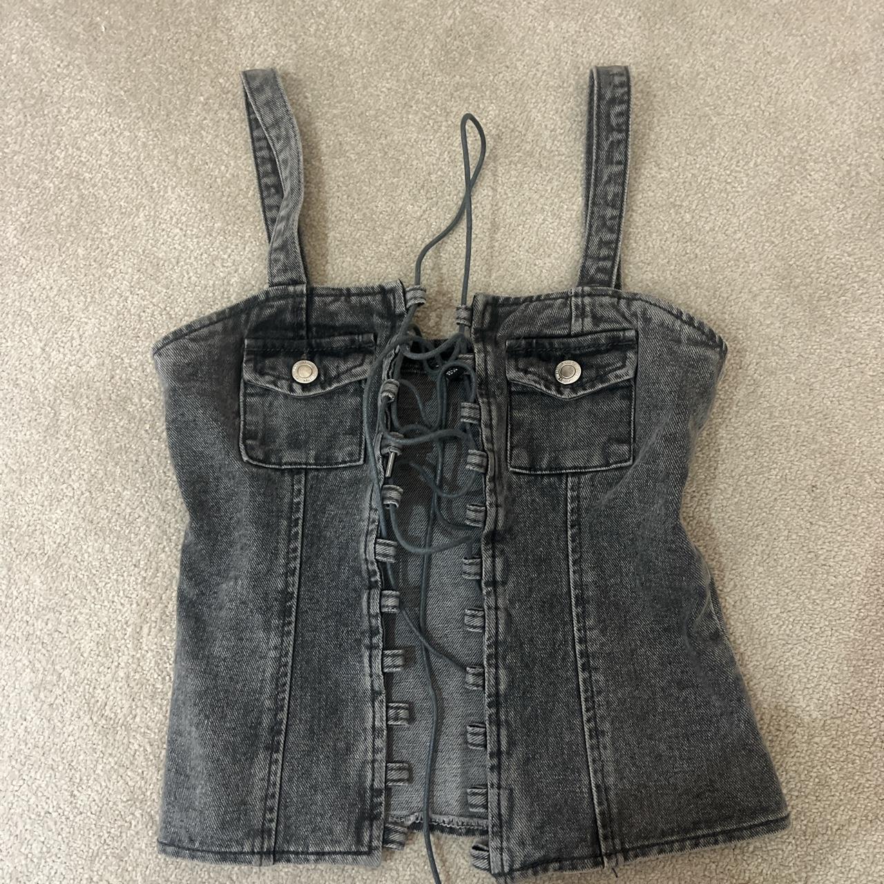 Denim Corset Lace-up Top