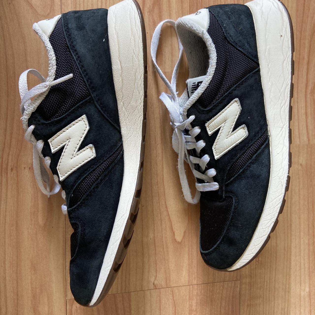 Black and white New Balance trainers. Size 6. Great... Depop