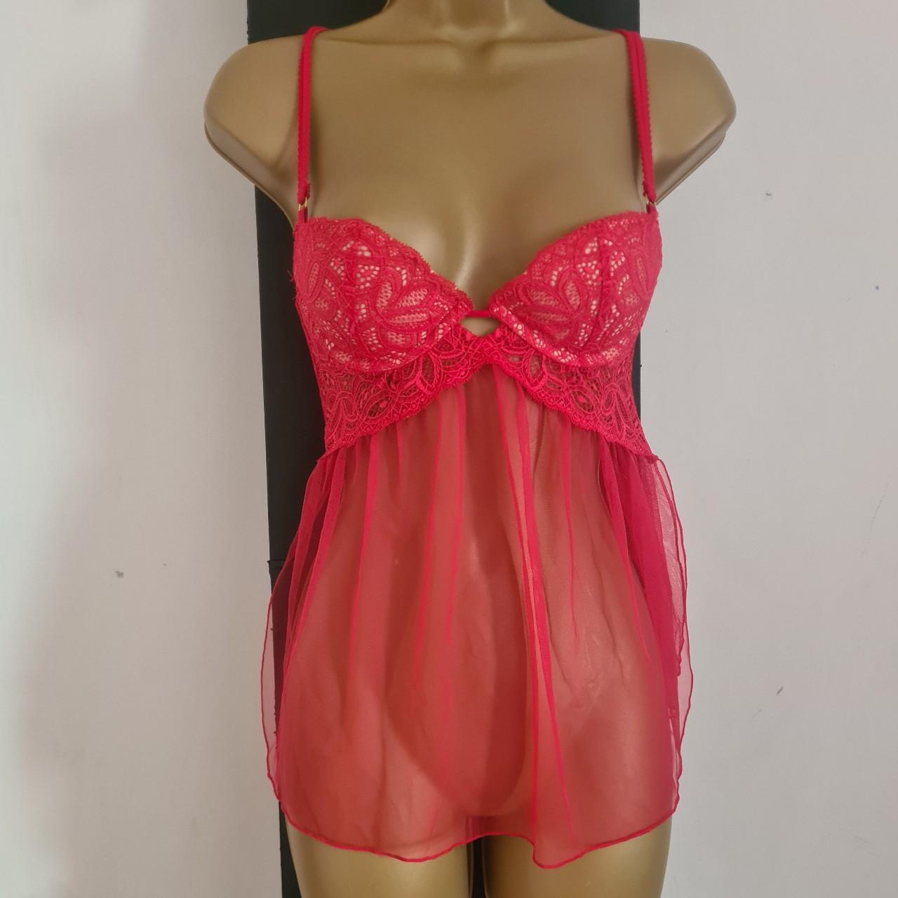 Victoria's secret Red lace babydoll nightwear Size 32b - Depop