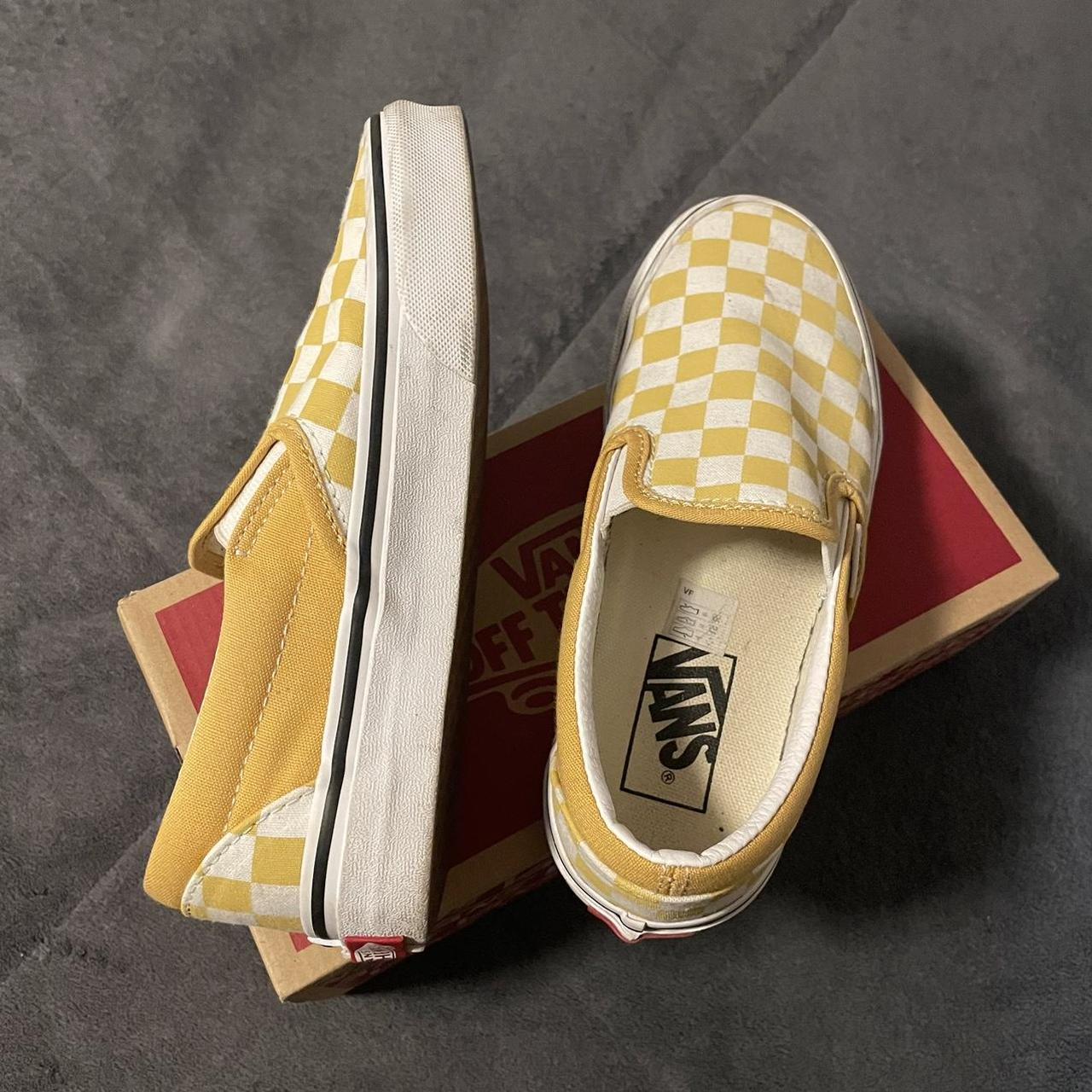 Yellow and clearance red checkered vans