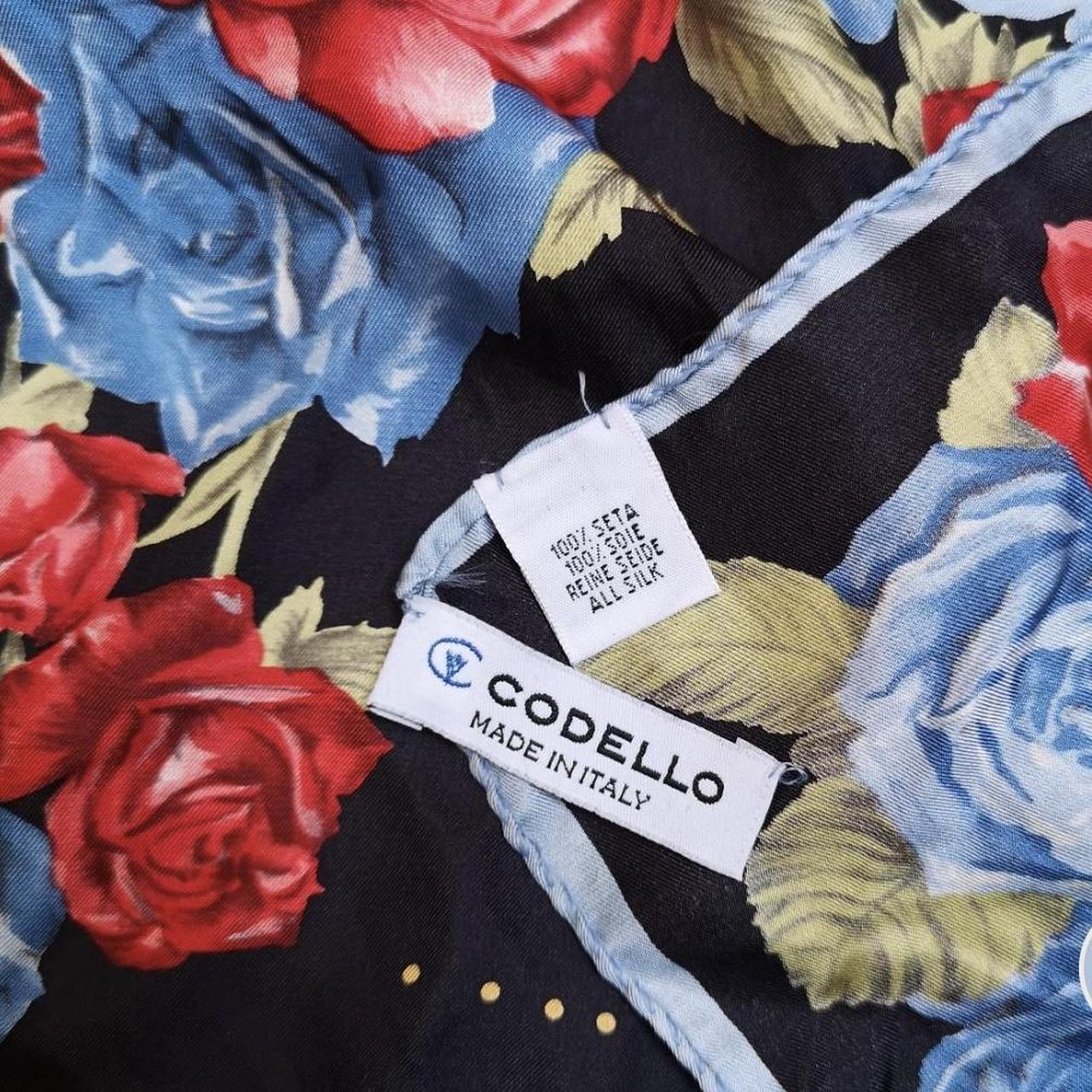 Silk Codello scarf with flowers and a... - Depop