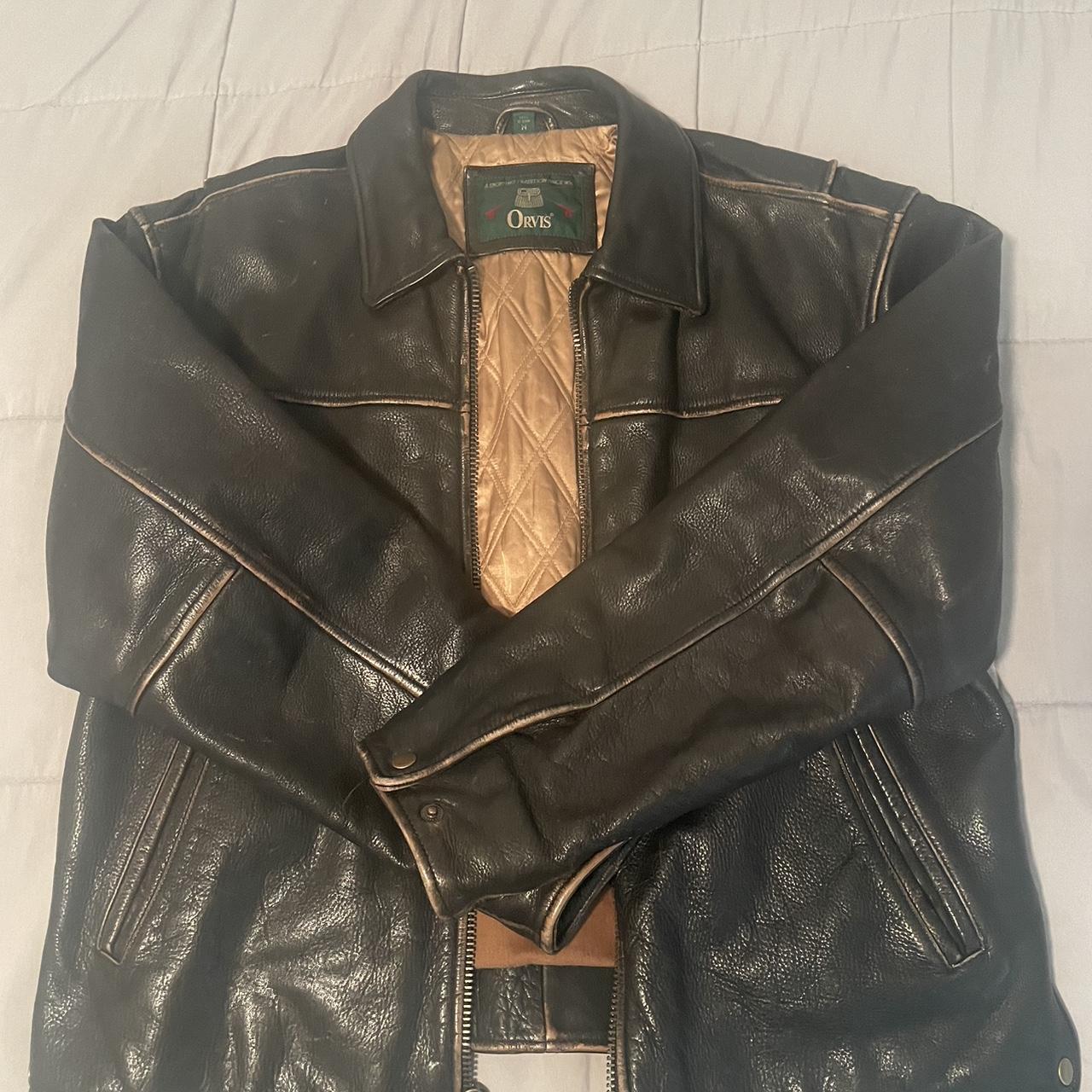 Vintage Orvis Leather Bomber Jacket Valued at over... Depop