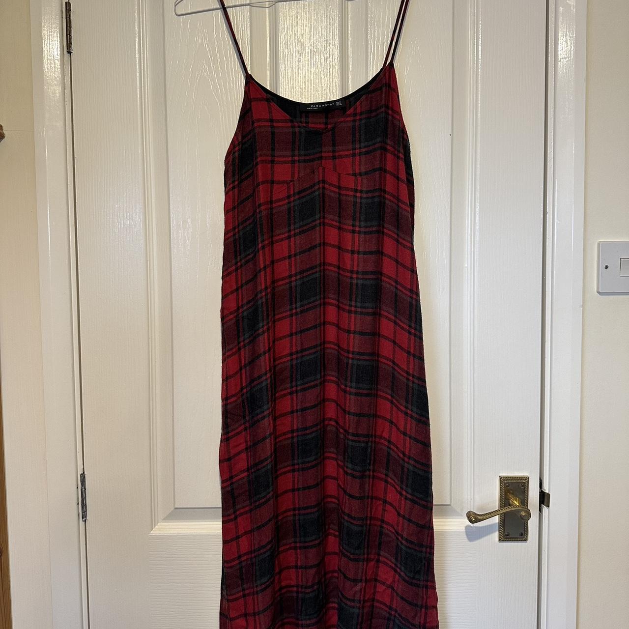 Zara red 2024 tartan dress