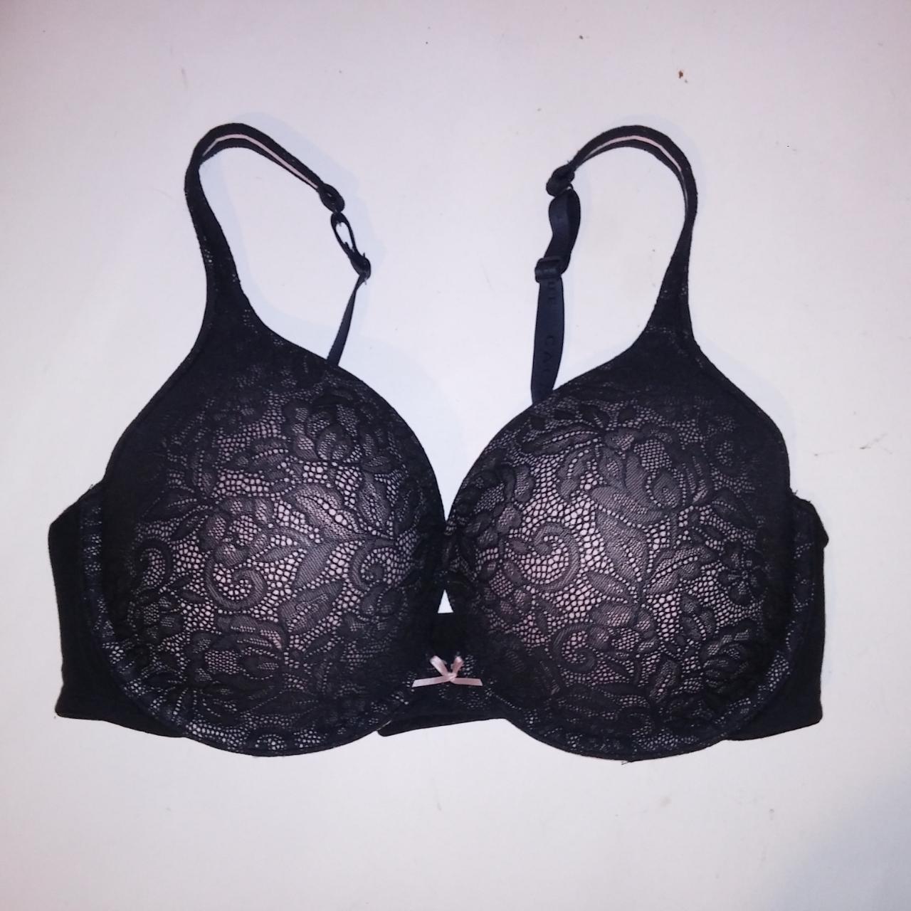 Cacique Bra 38DDD Boost Plunge Solid Black Lace... Depop