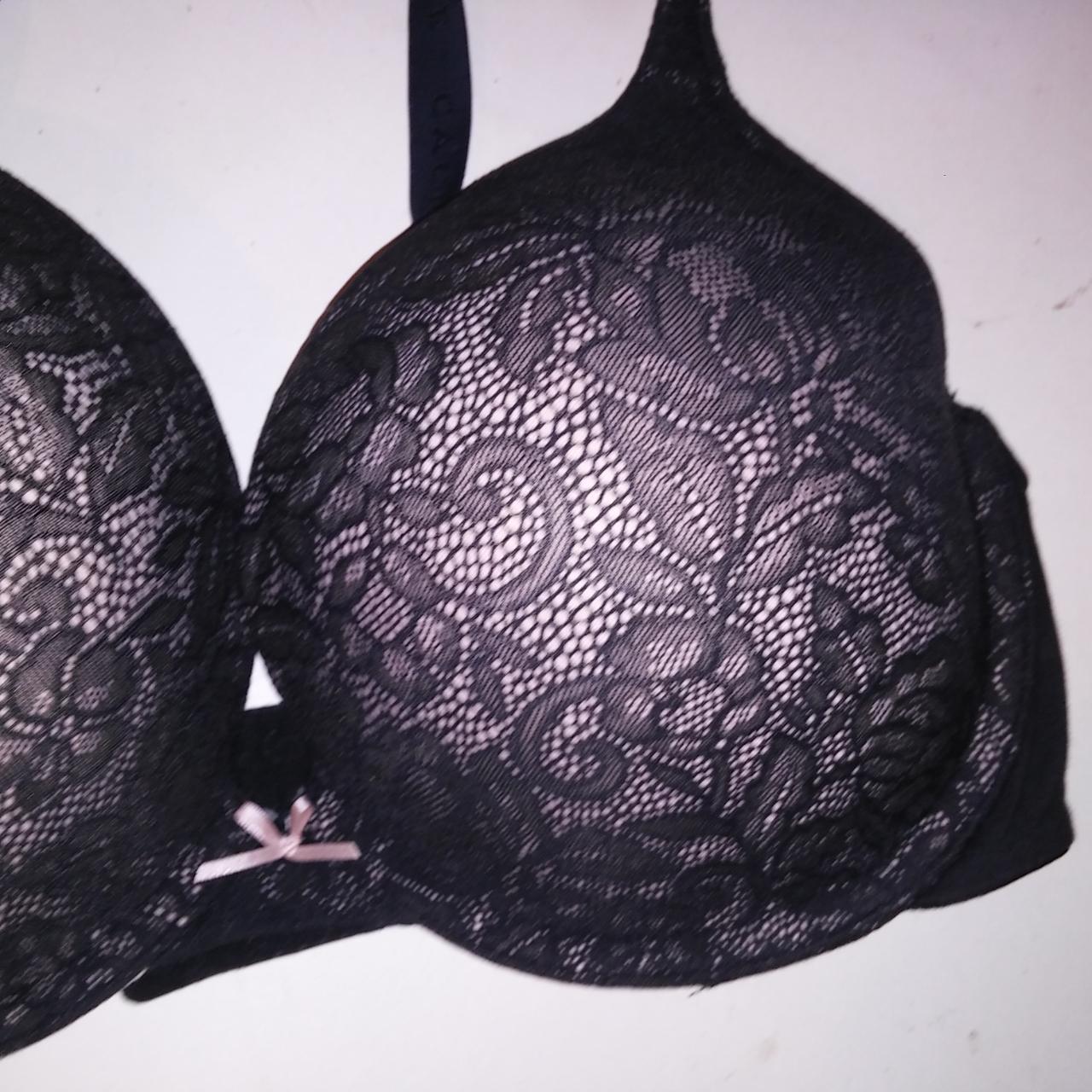 Cacique Bra 38DDD Boost Plunge Solid Black Lace... Depop