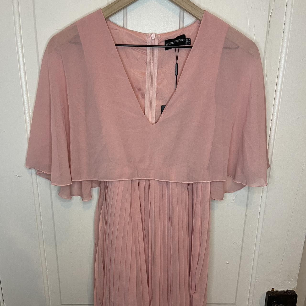 Dusty pink cape 2024 pleated detail skater dress