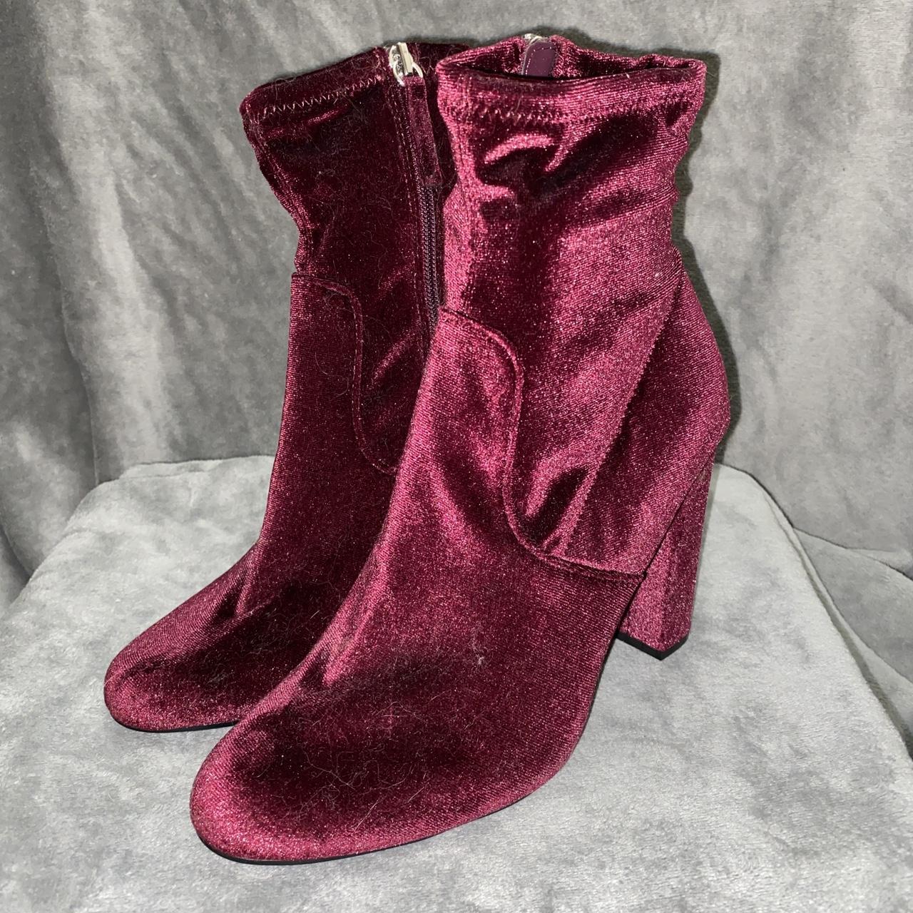 Burgundy velvet 2024 ankle boots