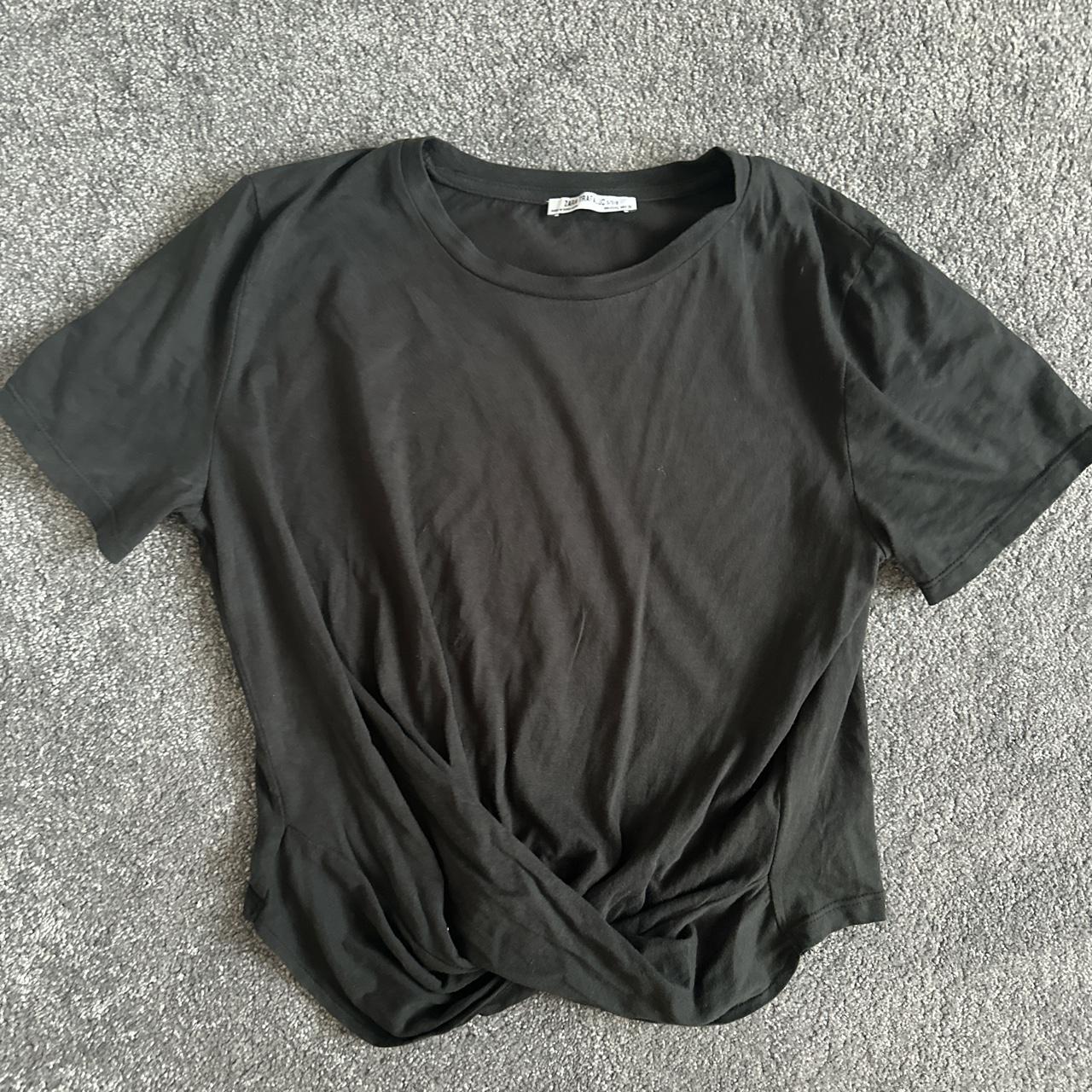 Zara twist front dark grey/black tshirt Brand new... - Depop