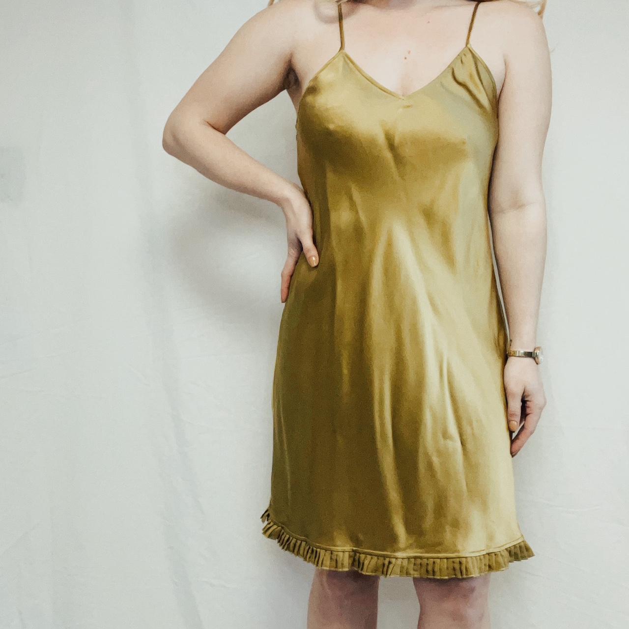 Anthony Thomas Melillo Pea Green Silk Slip Dress Depop