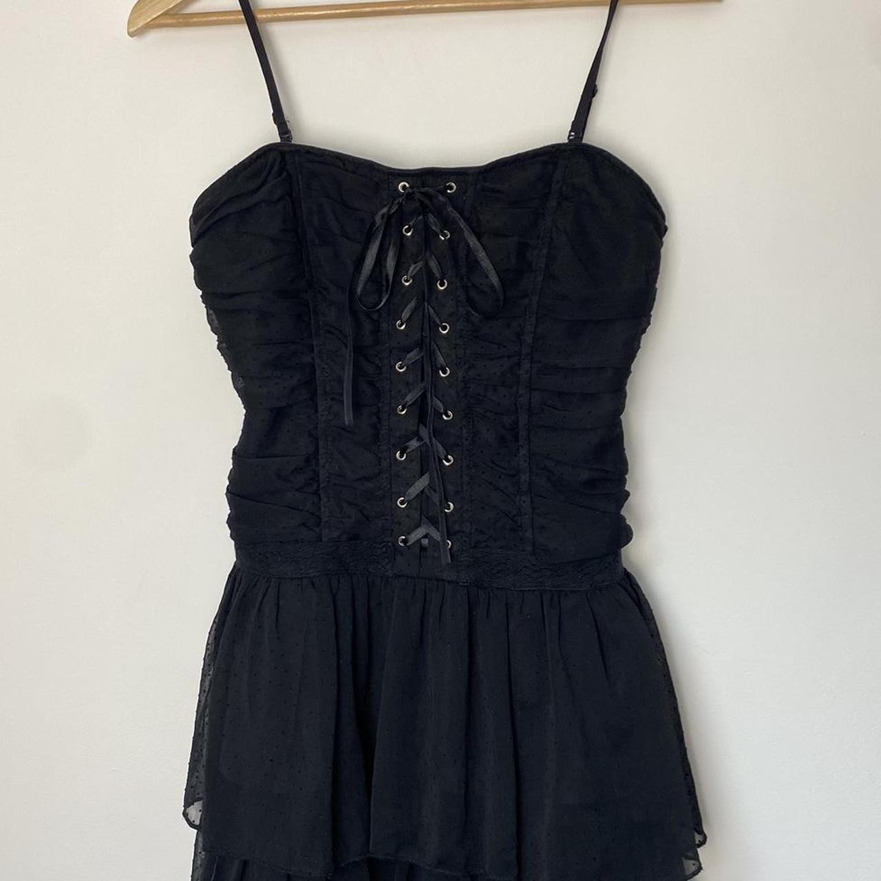 Vintage 1990s gothic babydoll dress with chiffon... Depop