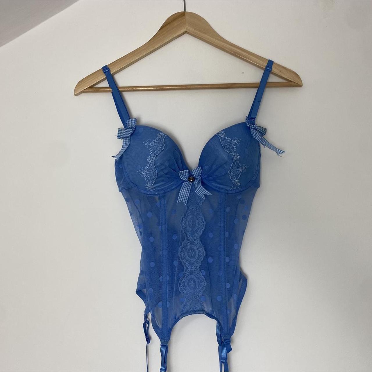 Vintage 1990s French adorable blue corset top with... Depop