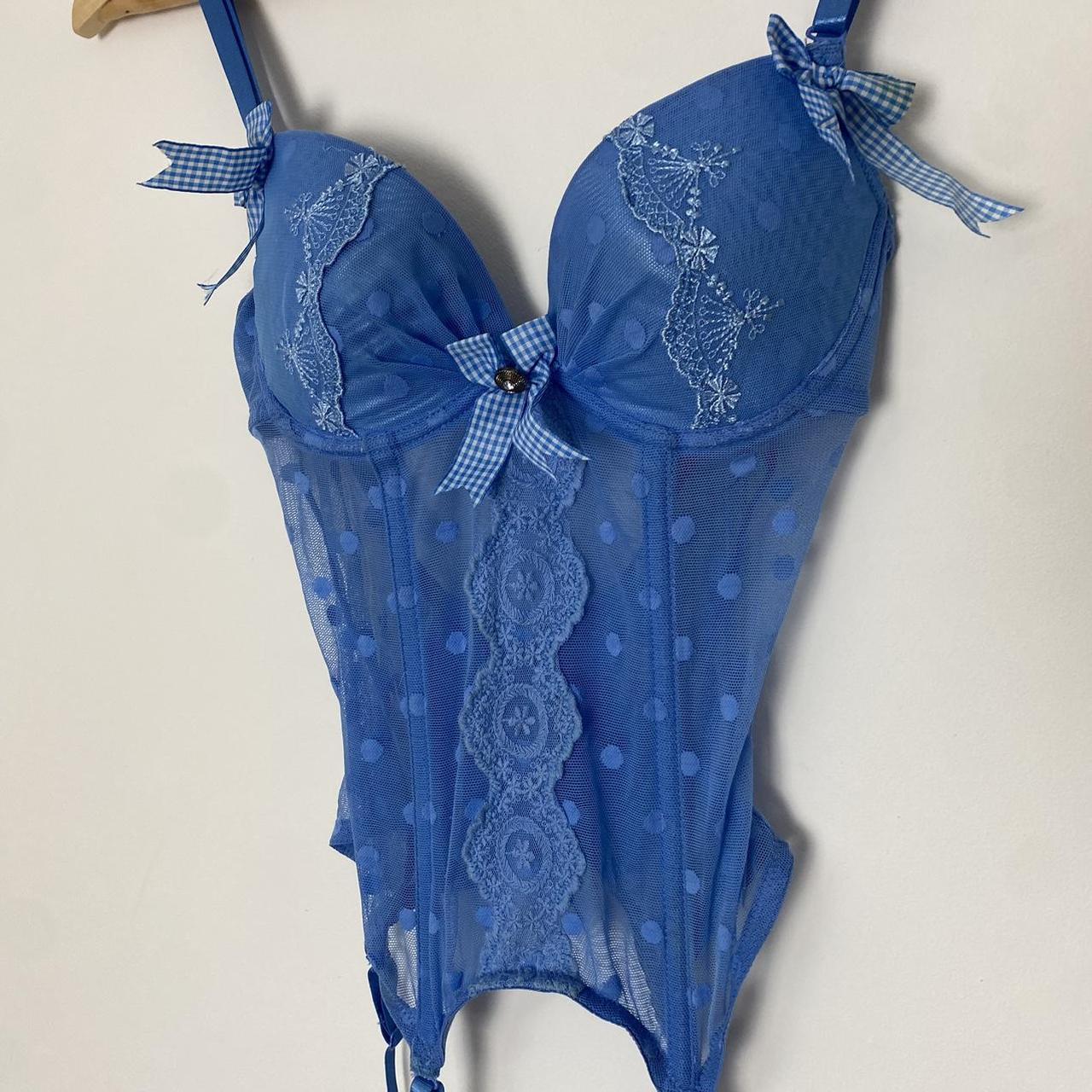 Vintage 1990s French adorable blue corset top with... Depop