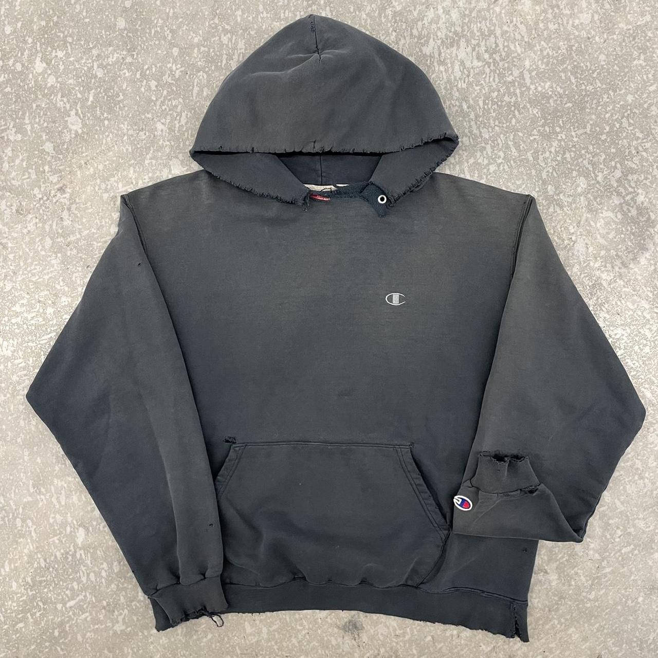 Champion Men's Black Hoodie | Depop