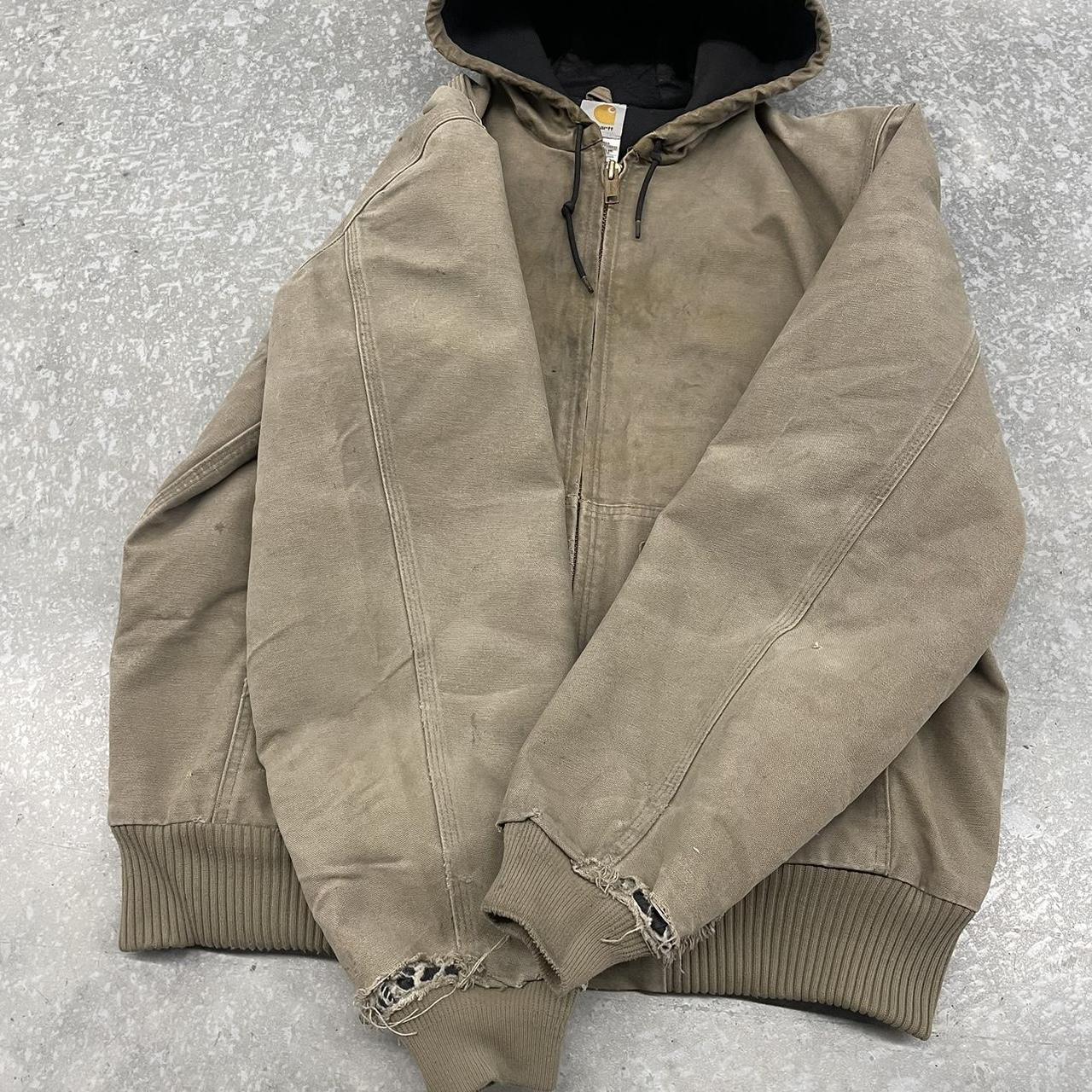 Vintage Carhartt J130 MUS Canvas Hooded Jacket... - Depop