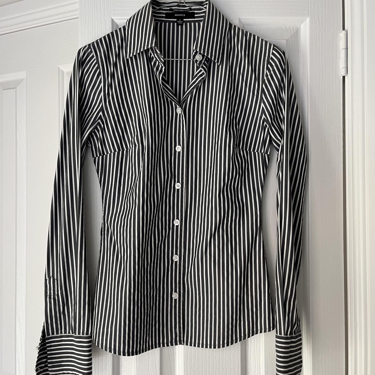 MARCS Stripe Button Up Shirt Size 6 (Runs small /... - Depop
