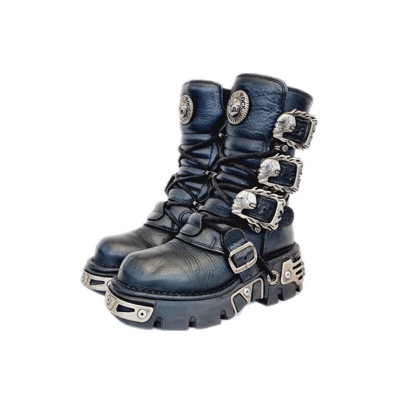 Rare vintage black leather and metal original New... - Depop