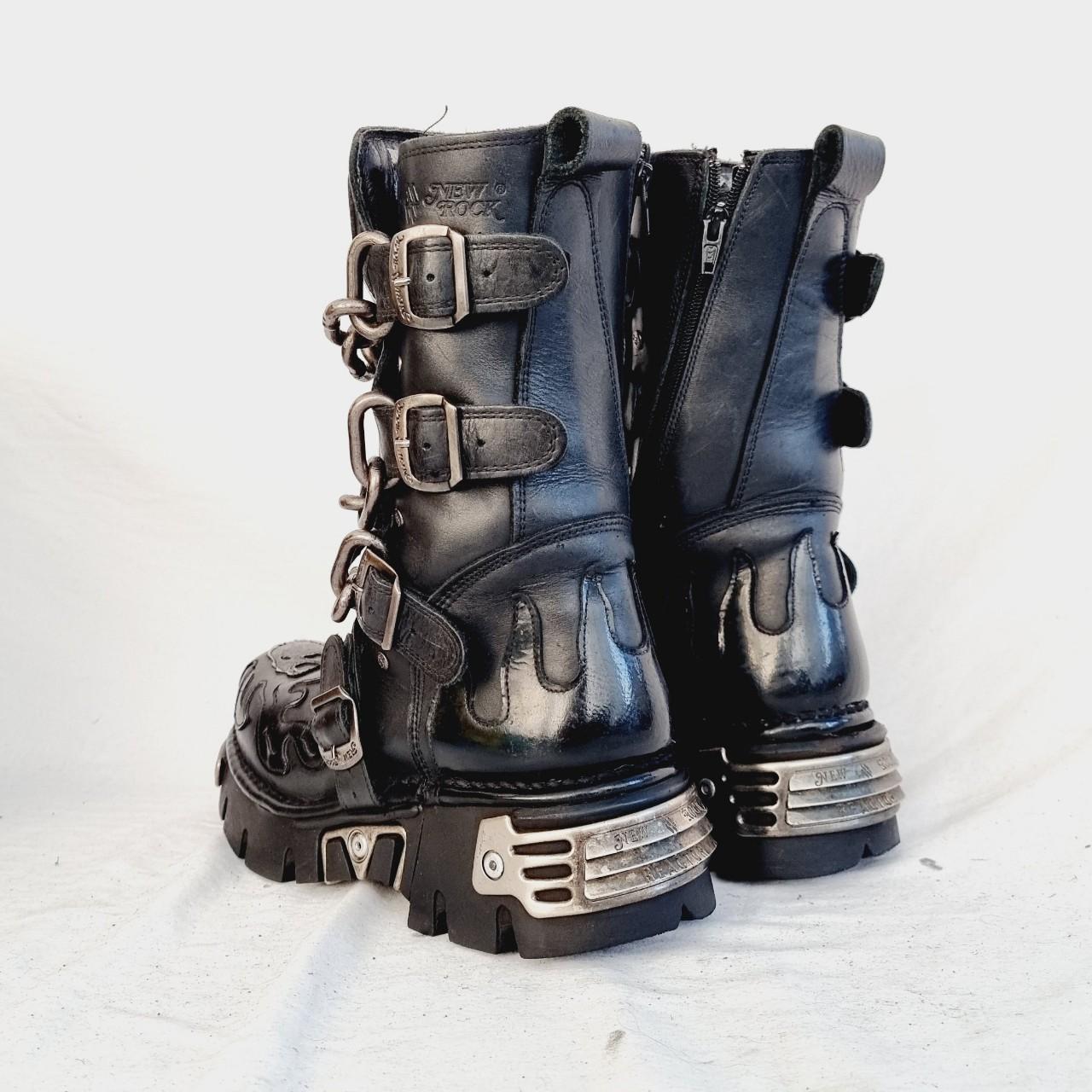 Nuovi stivali Rock Uomo 107-S2 in pelle argento teschio diavolo stivali  metallic