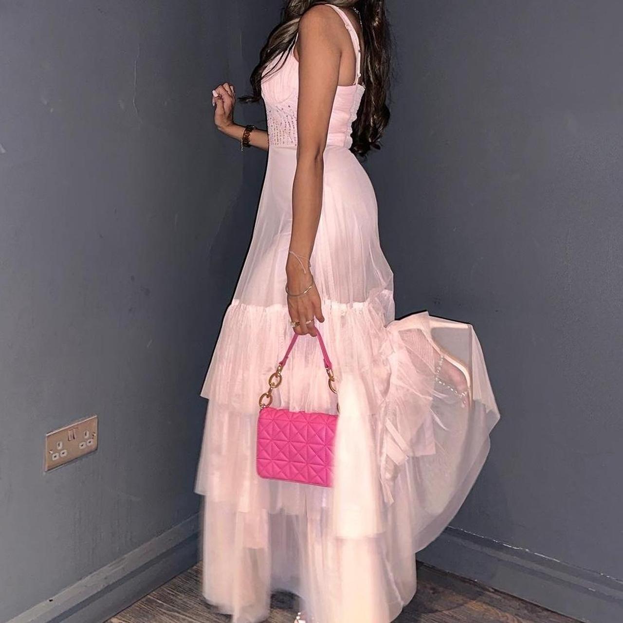 Stunning baby pink maxi dress with tulle skirt and... - Depop