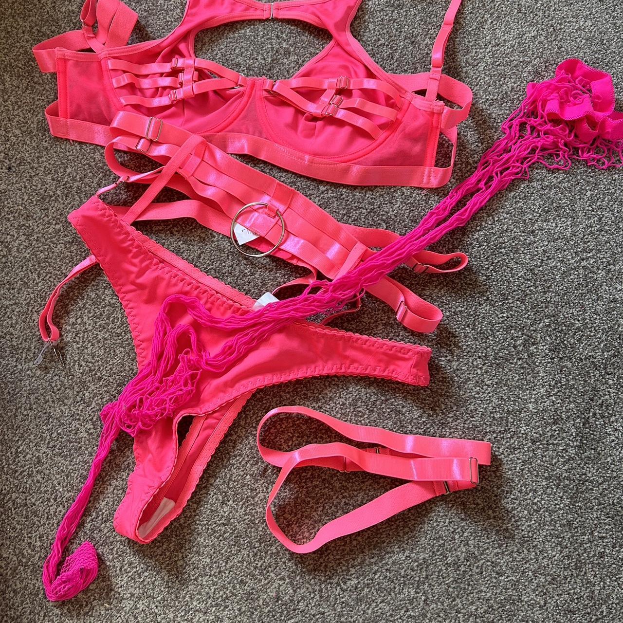 Sexy bright pink bra and panty set! The bra is a - Depop