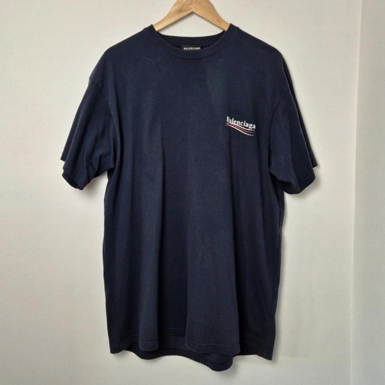 Balenciaga Political T Shirt Navy Small Oversized... - Depop