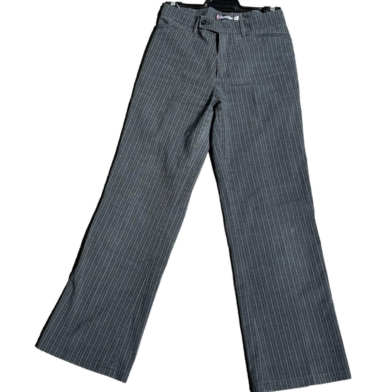 Vintage 2000s navy pinstripe pants -designed to sit... - Depop