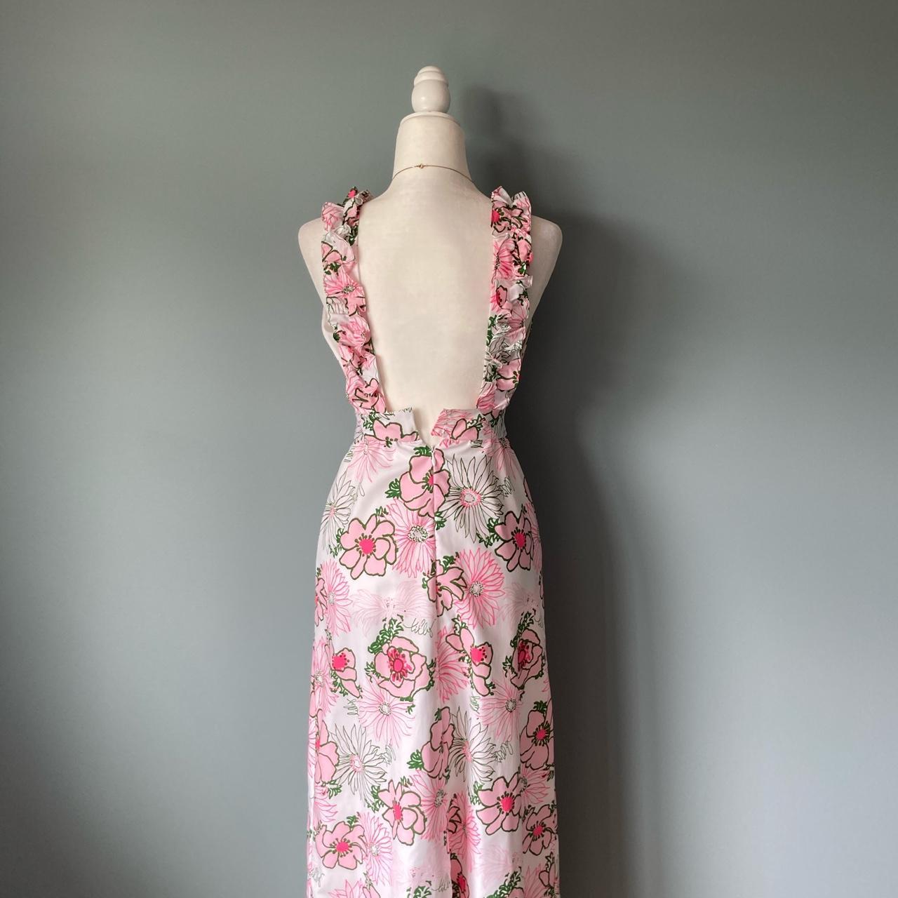 60s Vintage Floral Maxi Dress Blush Pink Floral... - Depop