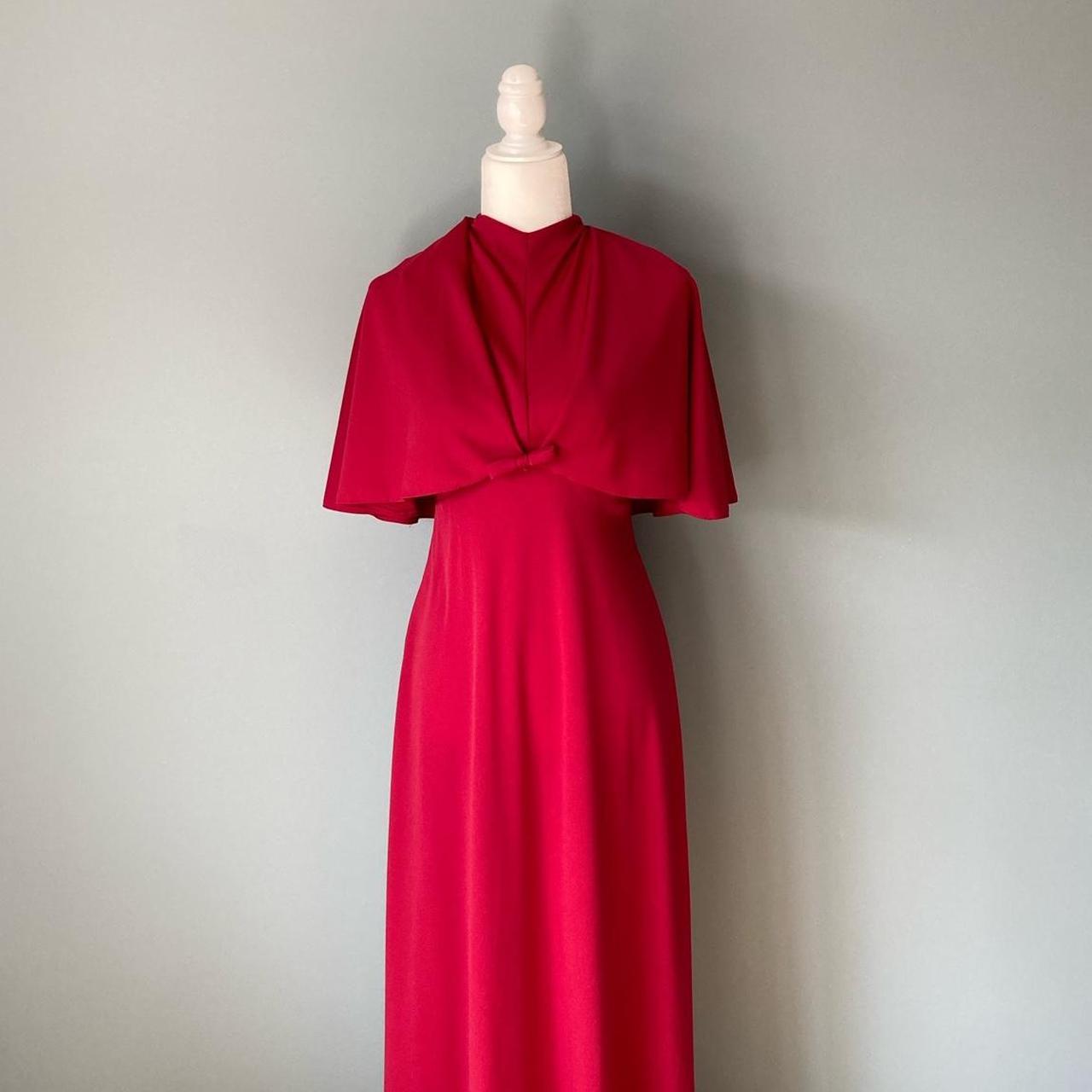 70s Vintage Prom Dress Dark Red Halter Empire Waist... - Depop