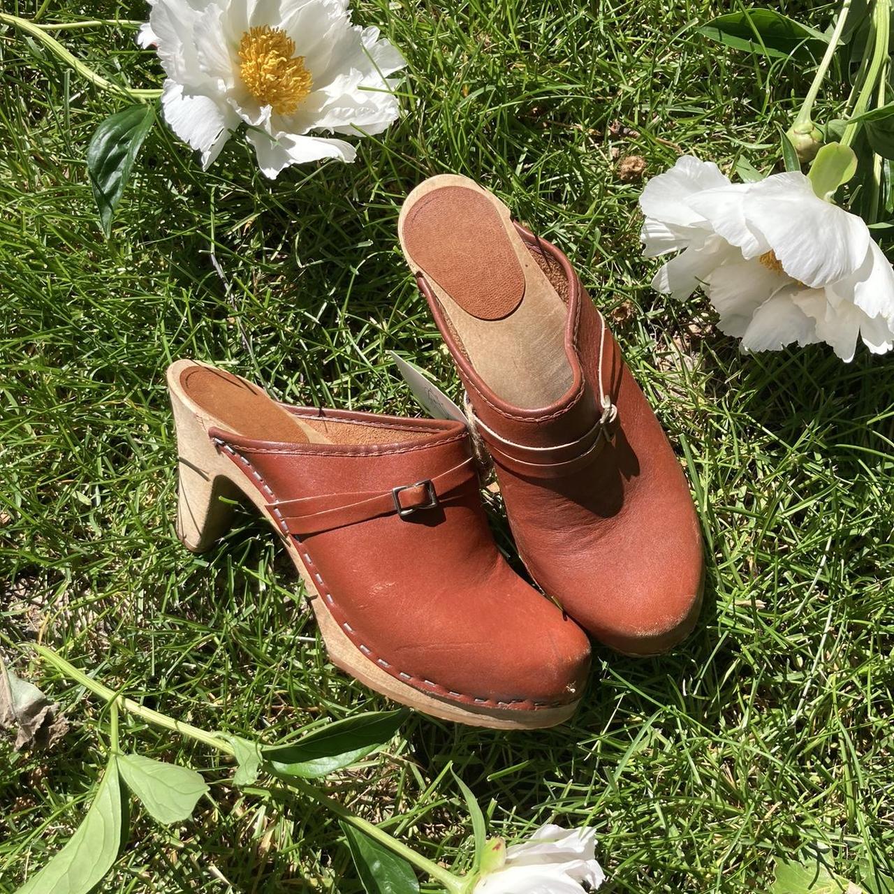 Vintage Clogs, 70s Whiskey Leather Wooden