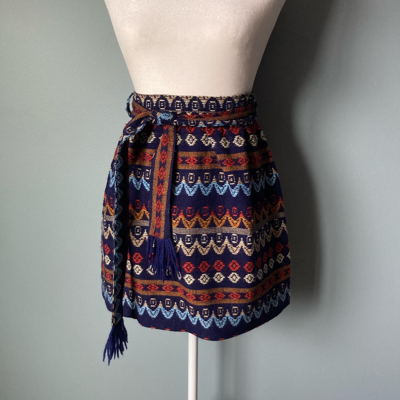 60s Vintage Skirt 70s Multi Embroidered Tweed Mini... - Depop