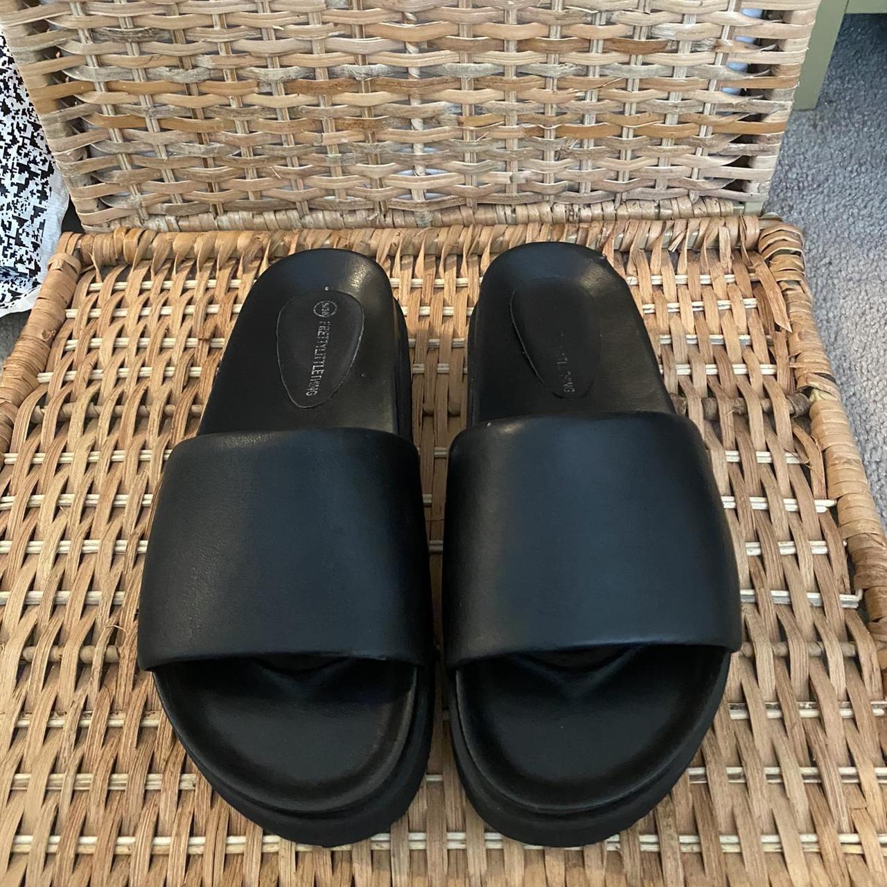 Platform black sandals with minor wear on the back. - Depop