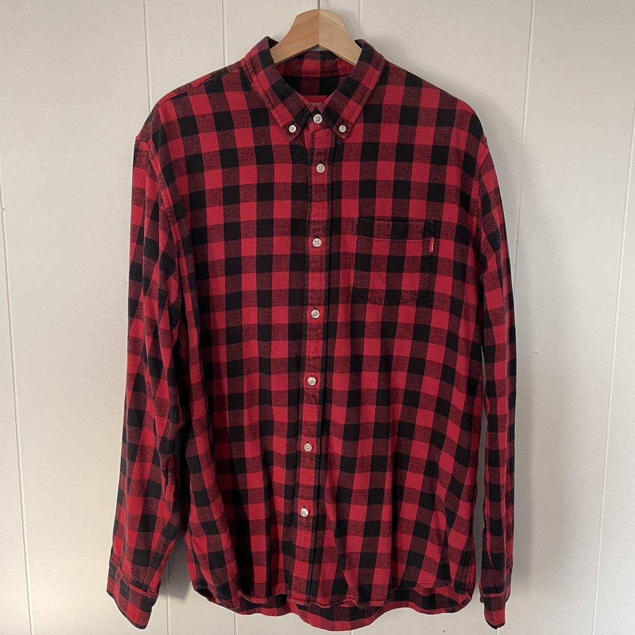 Supreme Red Checkered Flannel. Barely worn. From... - Depop