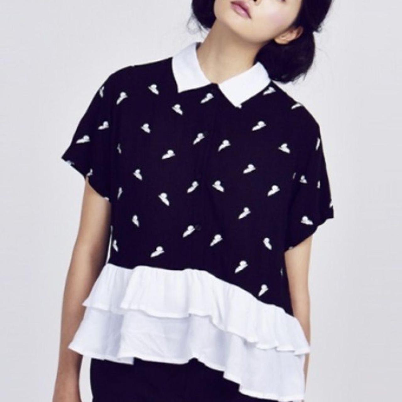 Lazy Oaf Women's Crop top - Black/White - S – Rep… - image 1