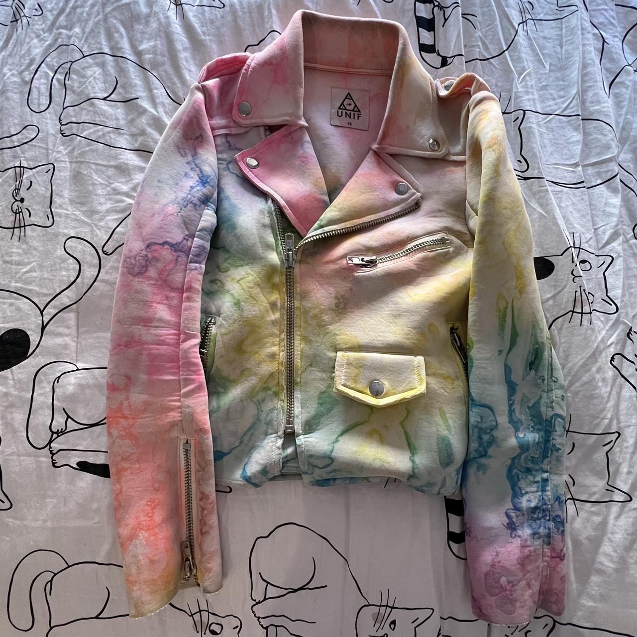 Rare old school Unif tie dye moto zip jacket. Size... - Depop