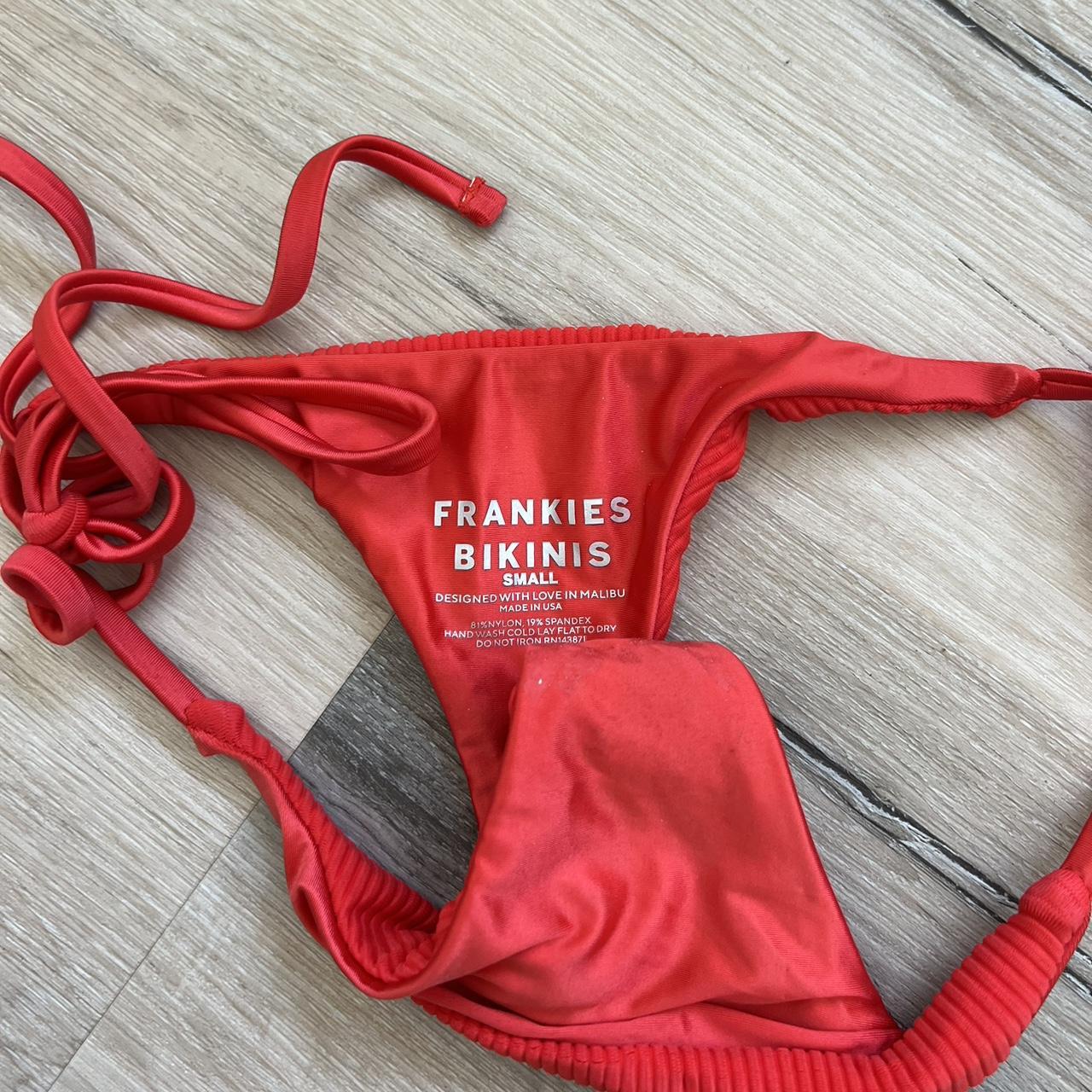 Bright red Frankies Bikinis swimsuit, cheeky bottom Depop