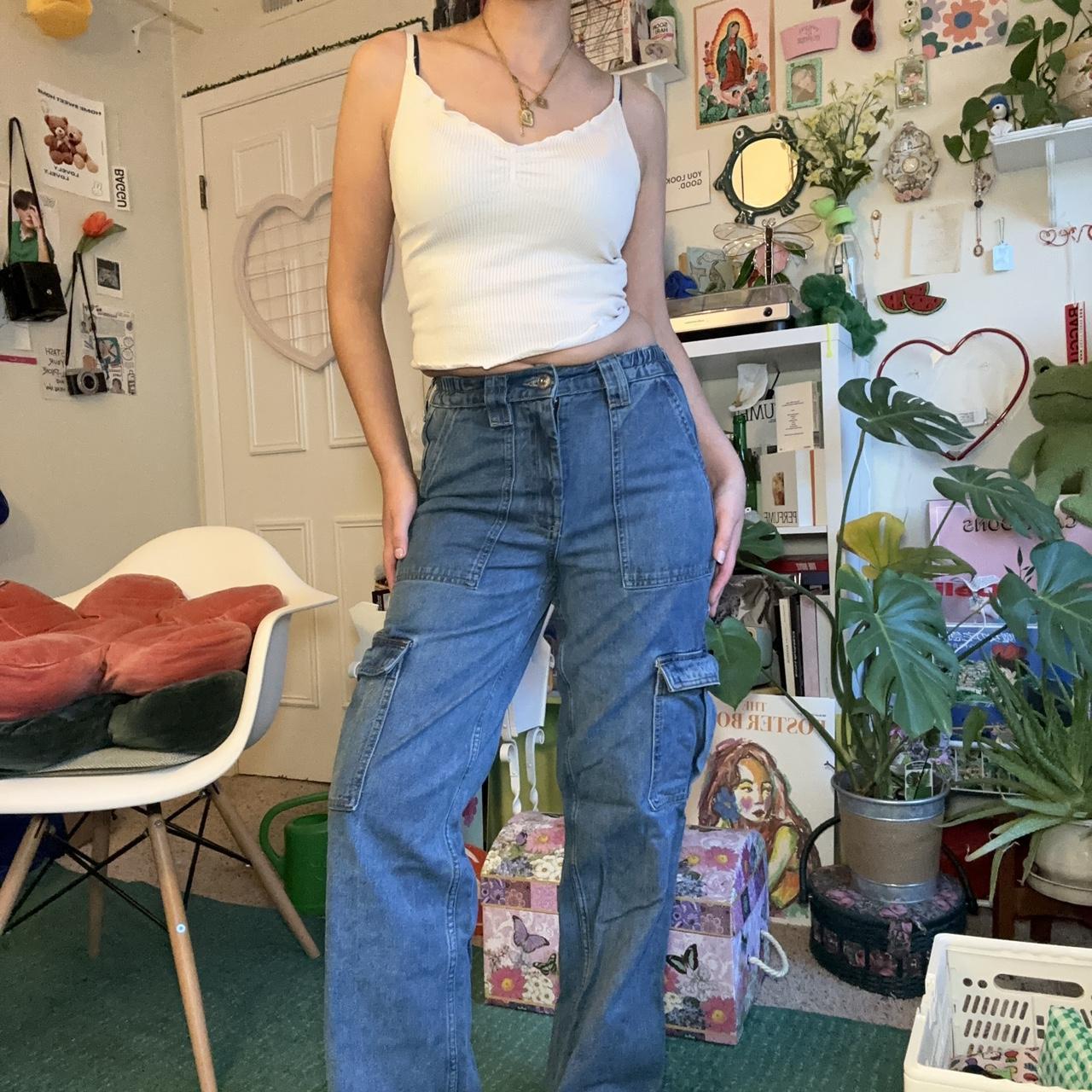 Urban Outfitters Blue Cargo Jeans🪼 🪼 Tagged Size - Depop