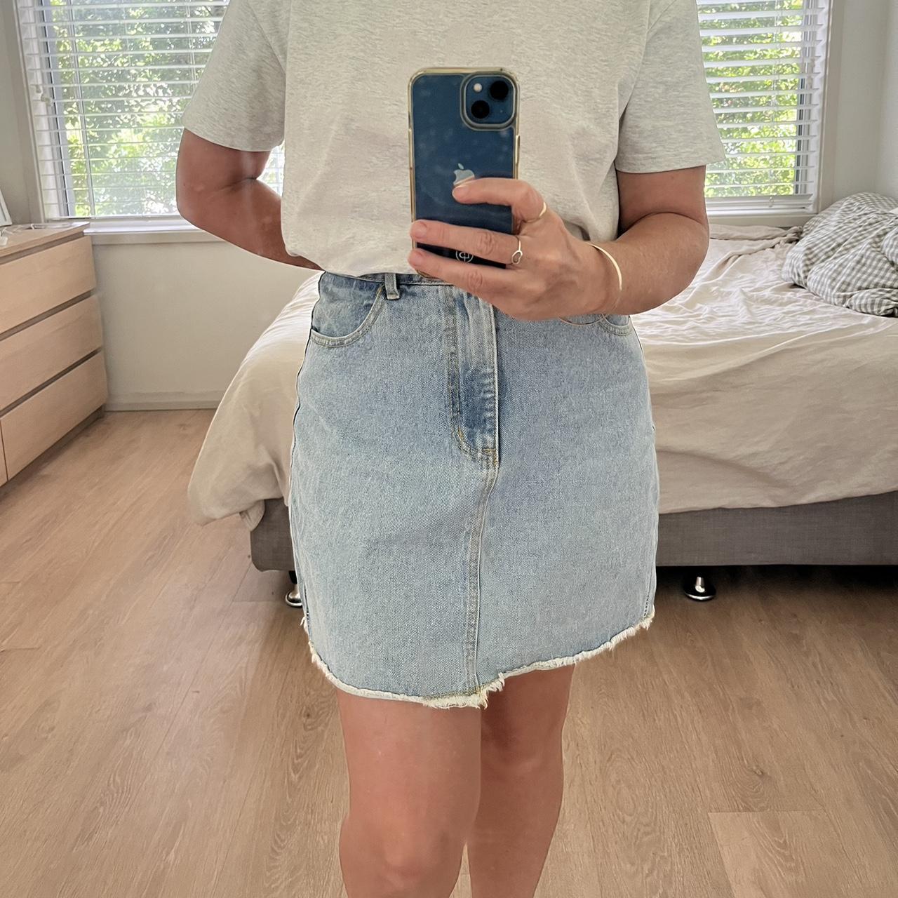 Ghanda denim skirt Good used condition Size 12... Depop