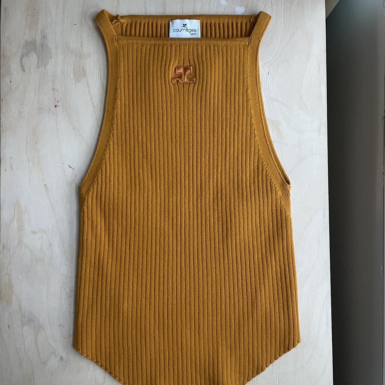 Orange Josie Ribbed V Neck Vest Courreges Ribbed Orange Halter