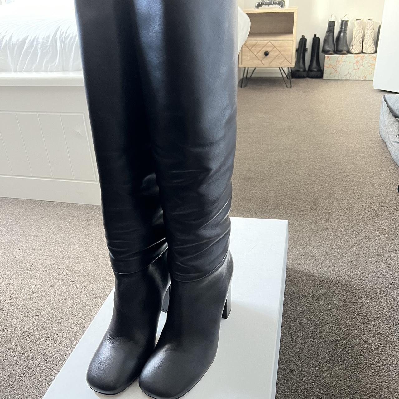 Arket black leather boots Knee-high, size 37 / UK... - Depop