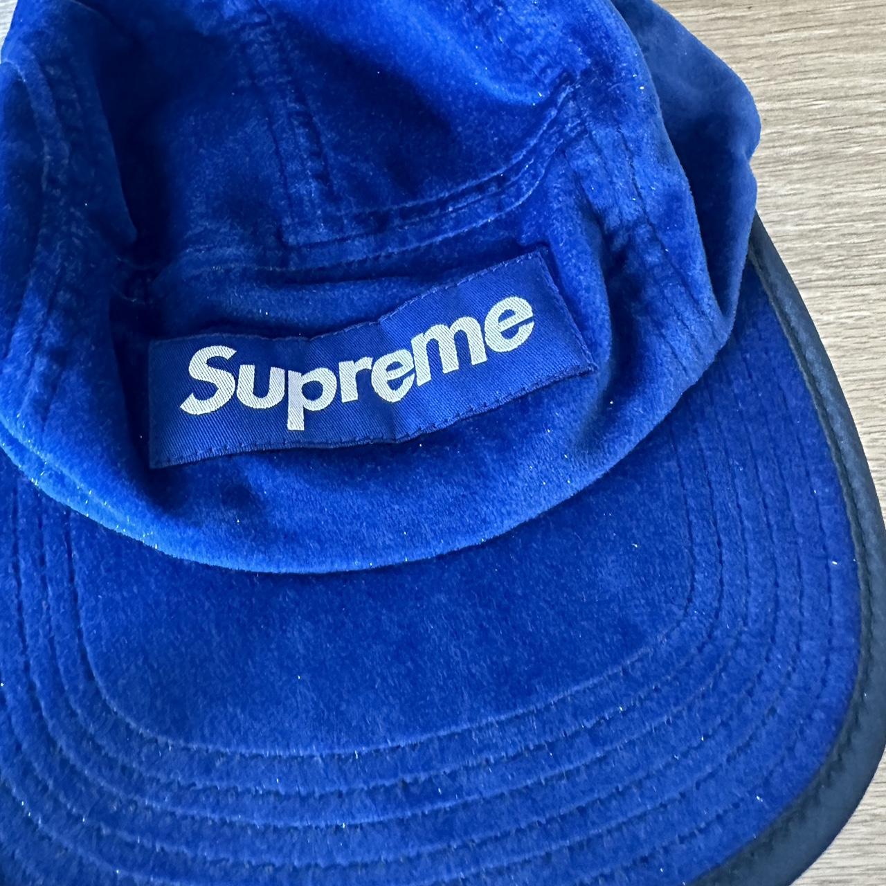 SUPREME HAT Supreme blue velour glitter cap, great... Depop