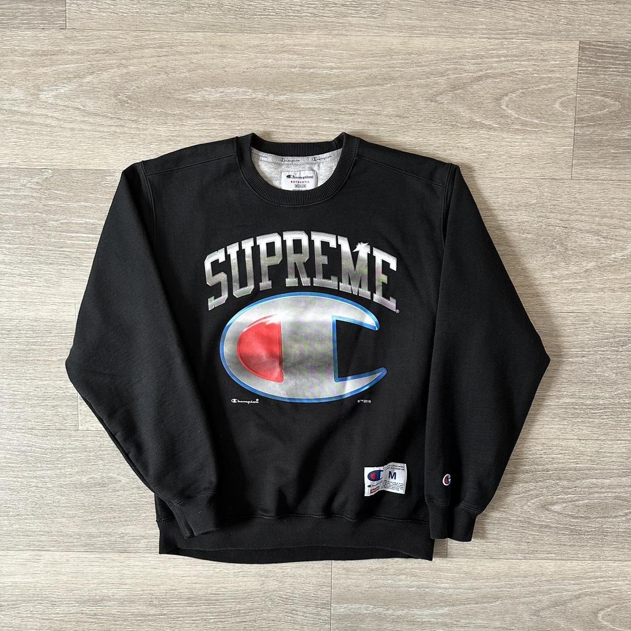 Supreme Champion Chrome Crewneck Black Worn twice... - Depop