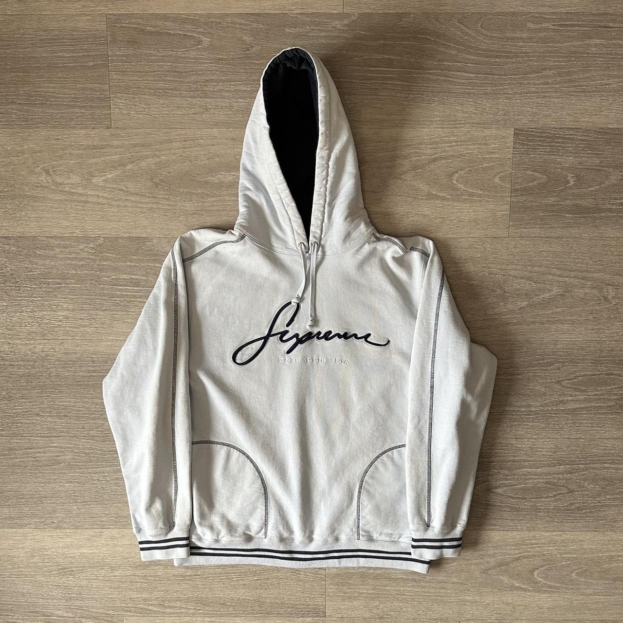 Supreme contrast embroidered hooded sweatshirt online