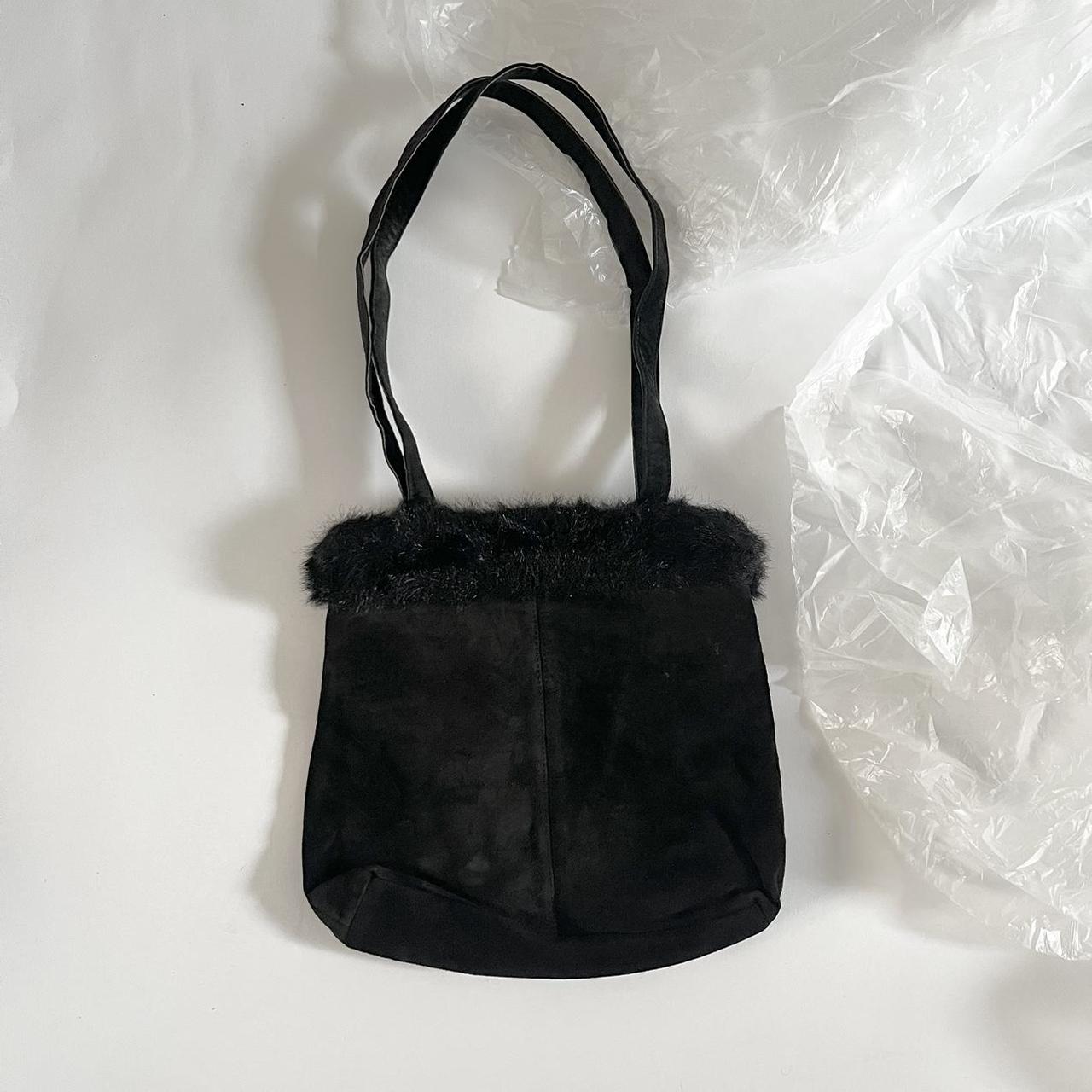 𓆈 MIU MIU early 2000s black suede handbag with faux... - Depop