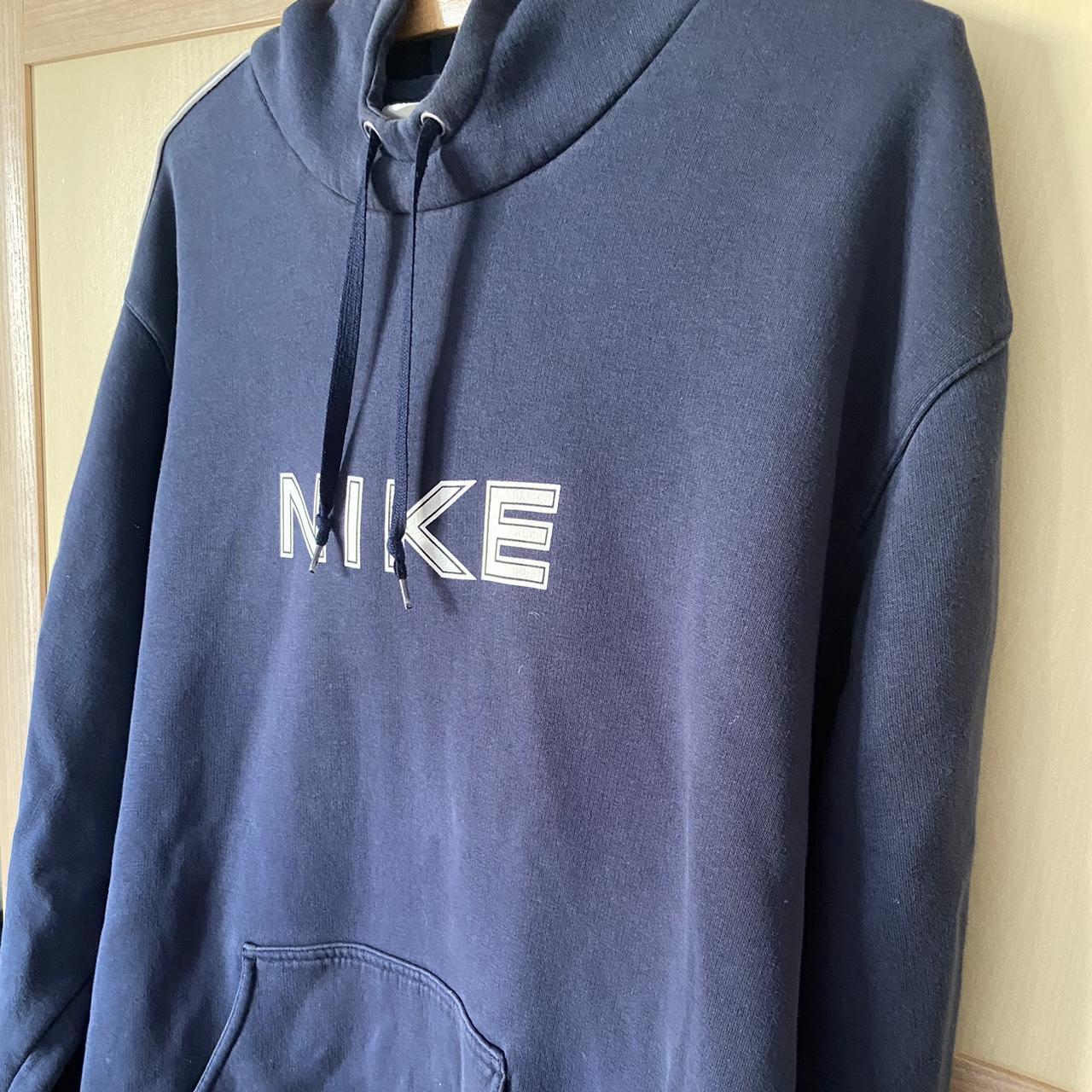 Vintage Nike Y2K hoodie XL Navy Blue with center Depop