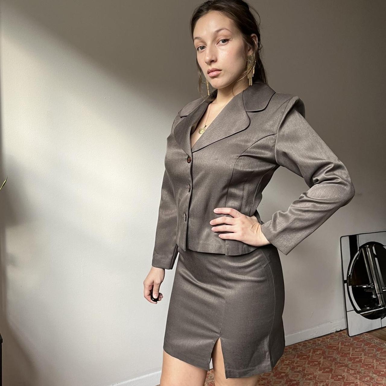 Vintage 80s brown skirt set * High waisted mini... Depop