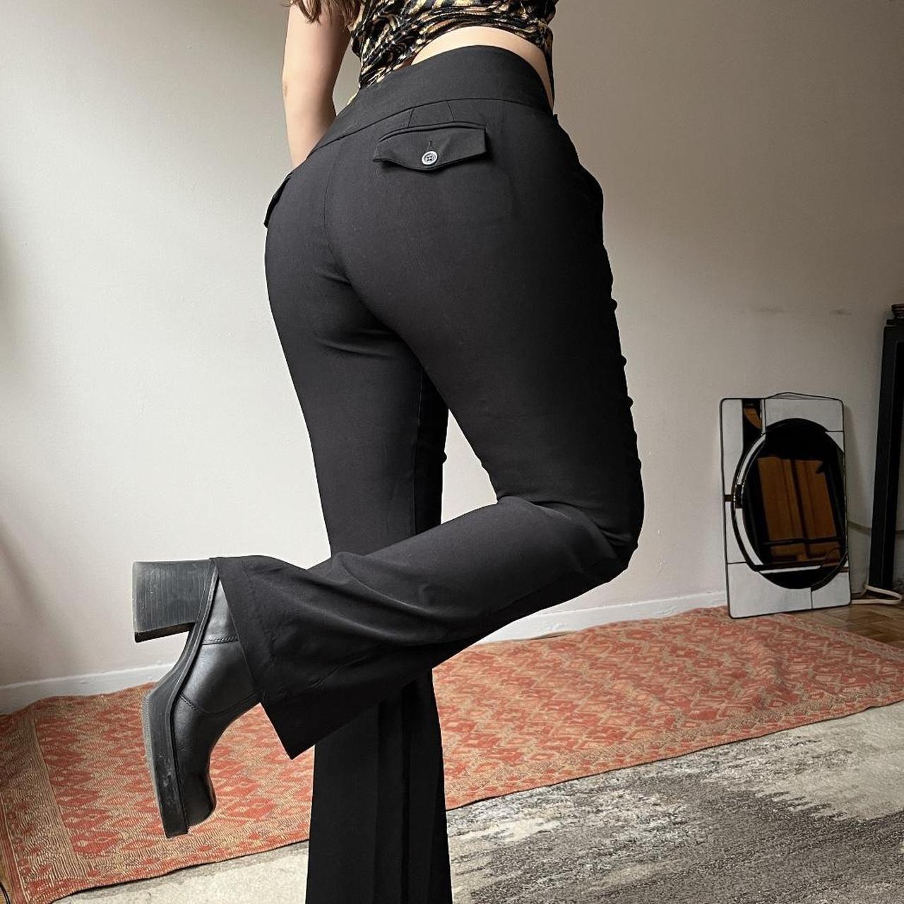 Black Low Rise Trousers by LOW CLASSIC on Sale
